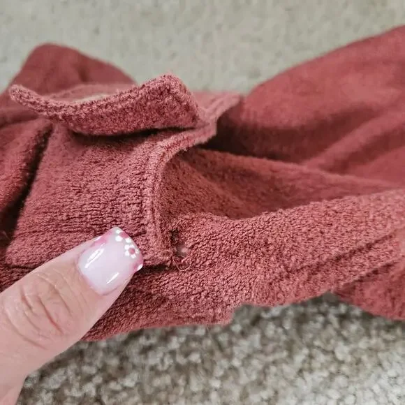 Free People Beach Sail Away Hoodie Pullover Oversize Rust Terrycloth Medium - Picture 6 of 9